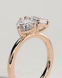 Rose :: premium pear emerald lab diamond toi et moi ring rose gold luxury band