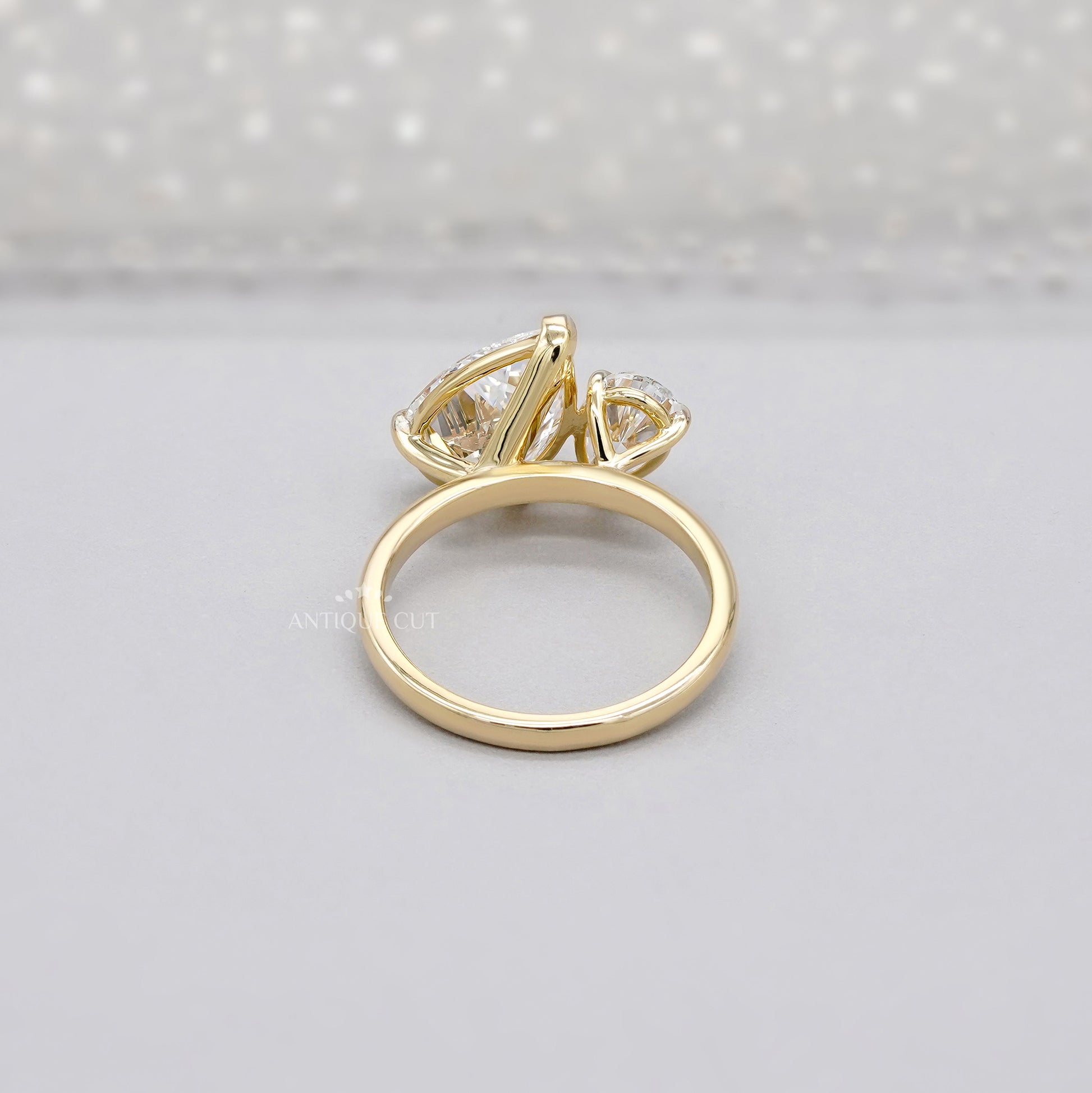 3.10tcw Pear Toi Et Moi Lab Grown Diamond Ring | Two Stone Yellow Gold | IGI Certified