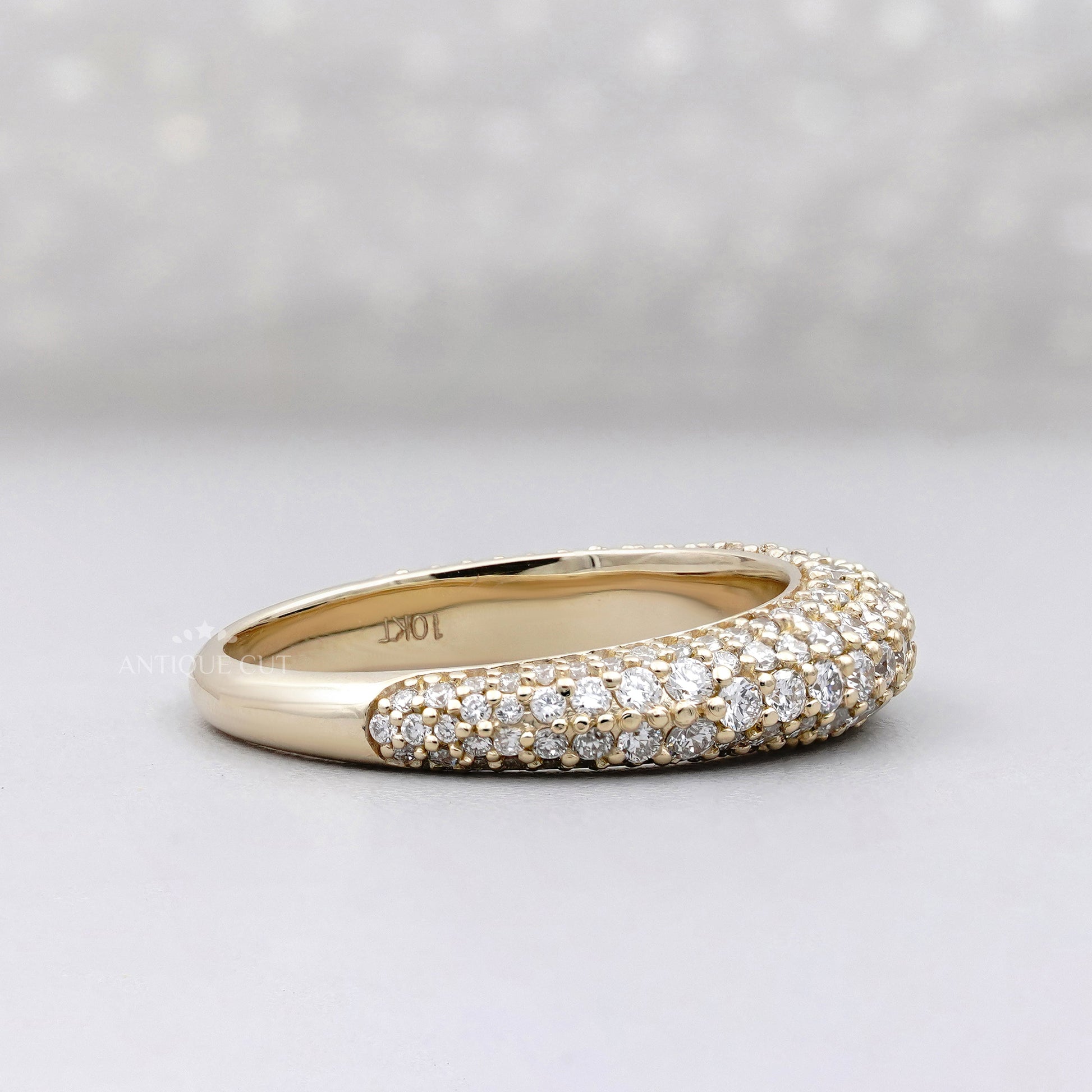 1.50tcw Diamond Pave Band | Solid Gold | Three-Row Round Diamonds | Classic Wedding or Anniversary Ring