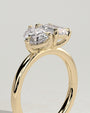 Yellow :: premium pear emerald lab diamond toi et moi ring yellow gold luxury style