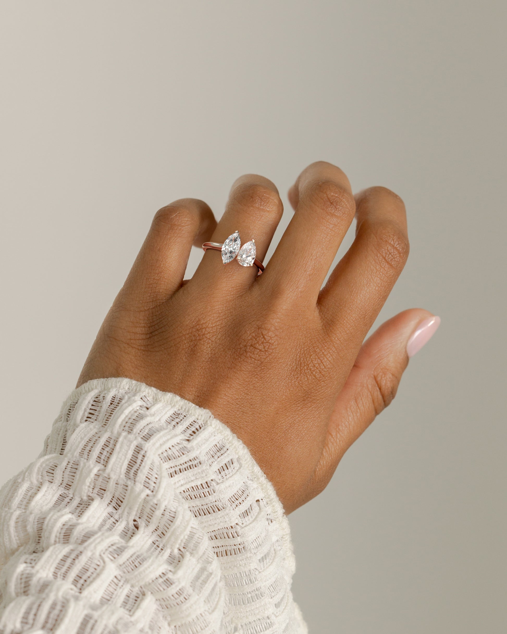 Rose :: elegant 1.8ct pear marquise lab grown diamond engagement ring rose gold romantic ring