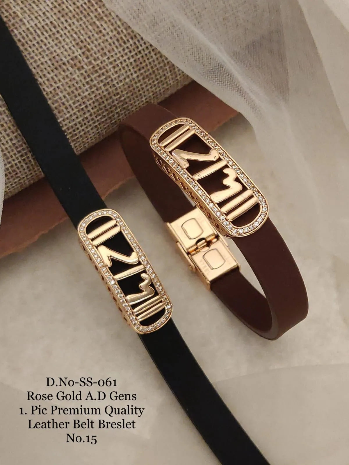 Rose Gold A.D. Gent's Premium Quality Leather Belt Bracelet