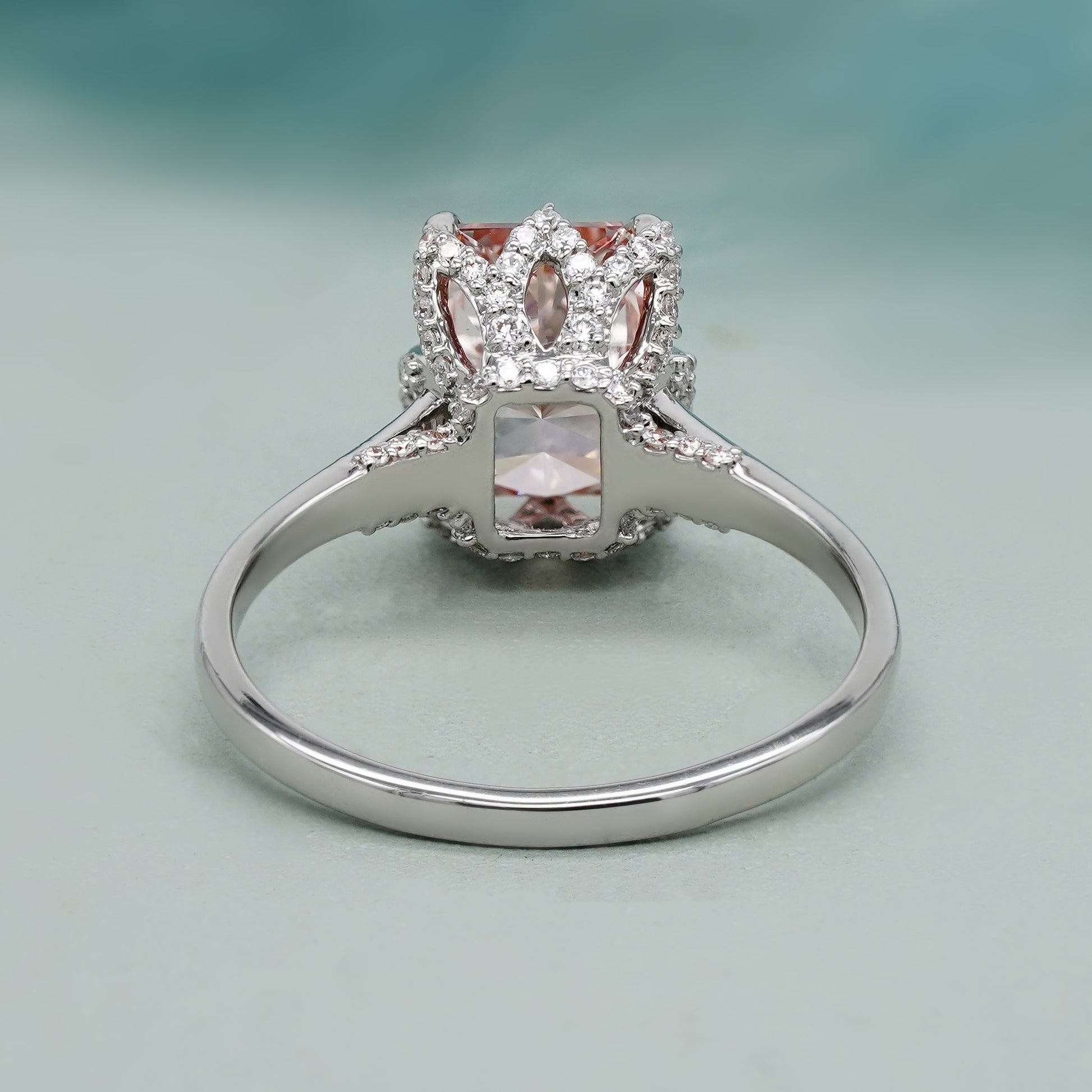 Fancy Pink 3.40ct Radiant Lab Diamond Ring | Cathedral Solitaire Setting | IGI Certified | VVS-VS Clarity | Engagement Jewelry
