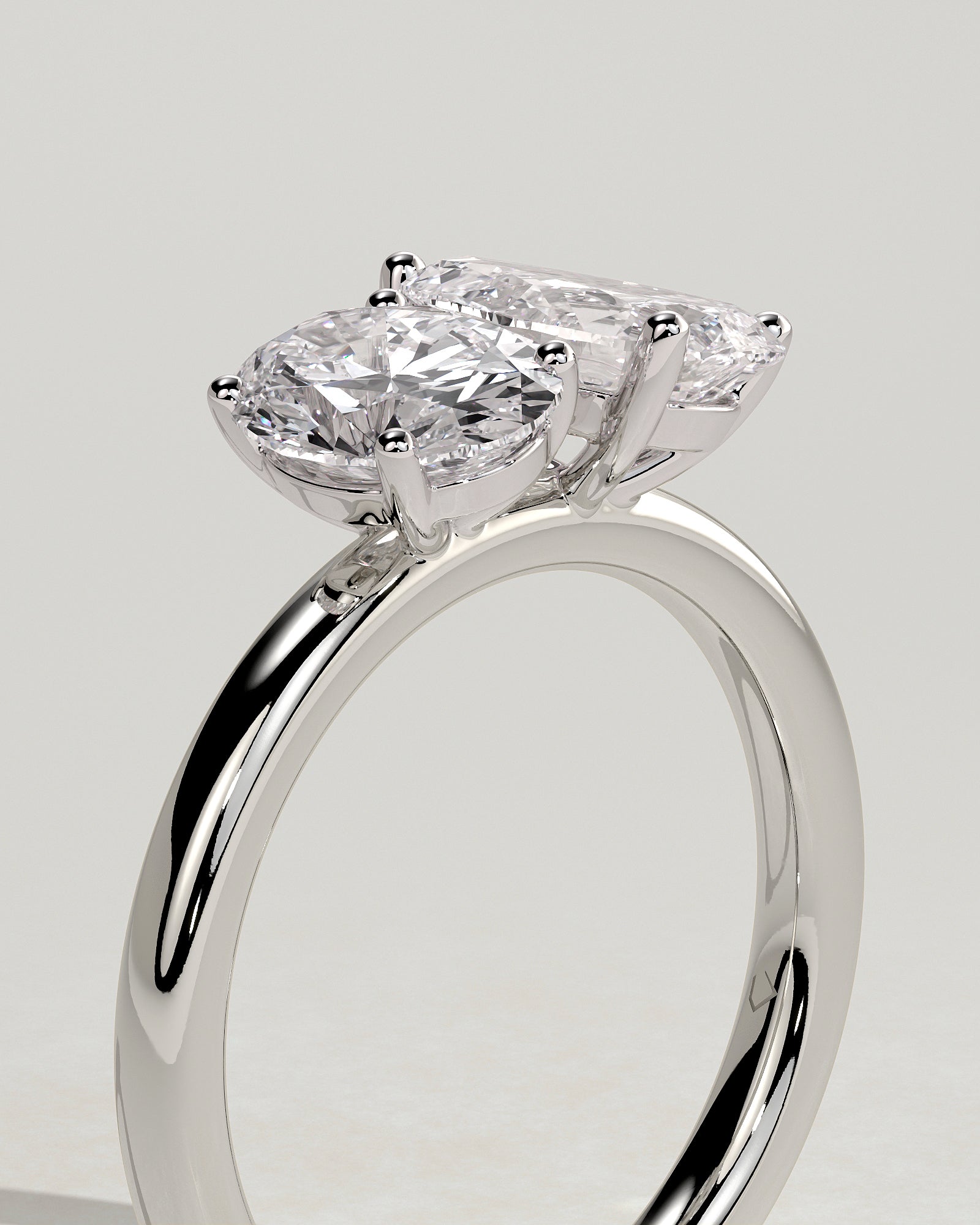 White :: premium 1.5ct pear 1.5ct oval lab grown diamond toi et moi ring white gold elegant band