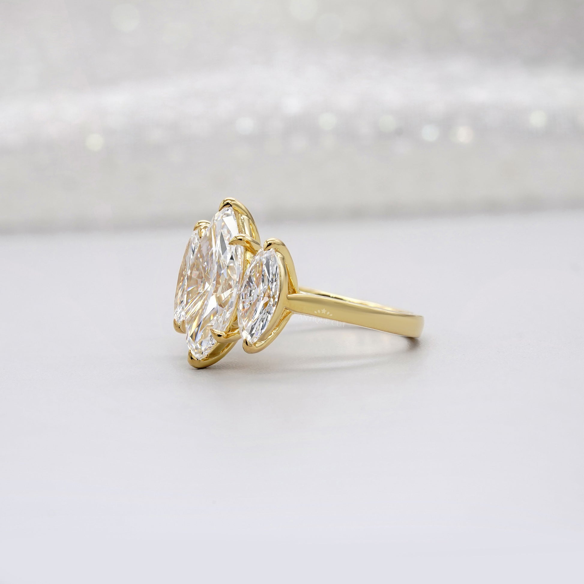 Marquise 5.00tcw Lab Grown Diamond Three-Stone Engagement Ring | IGI Certified