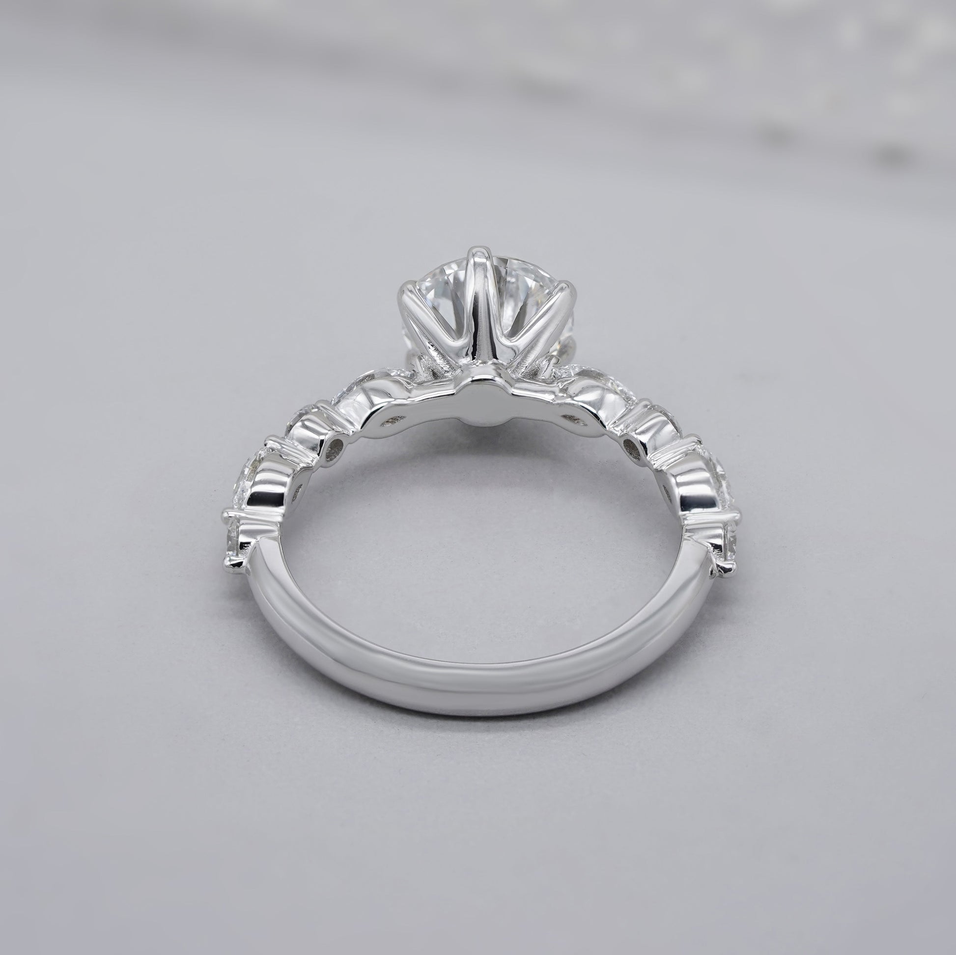 Round 2.20tcw Lab Grown Diamond Engagement Ring | Accent Set in White Gold | D-E-F Color | VVS–VS Clarity | IGI Certified | Modern Classic