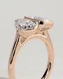 Rose :: premium 3.3ct pear 3.3ct emerald lab diamond toi et moi ring rose gold designer band