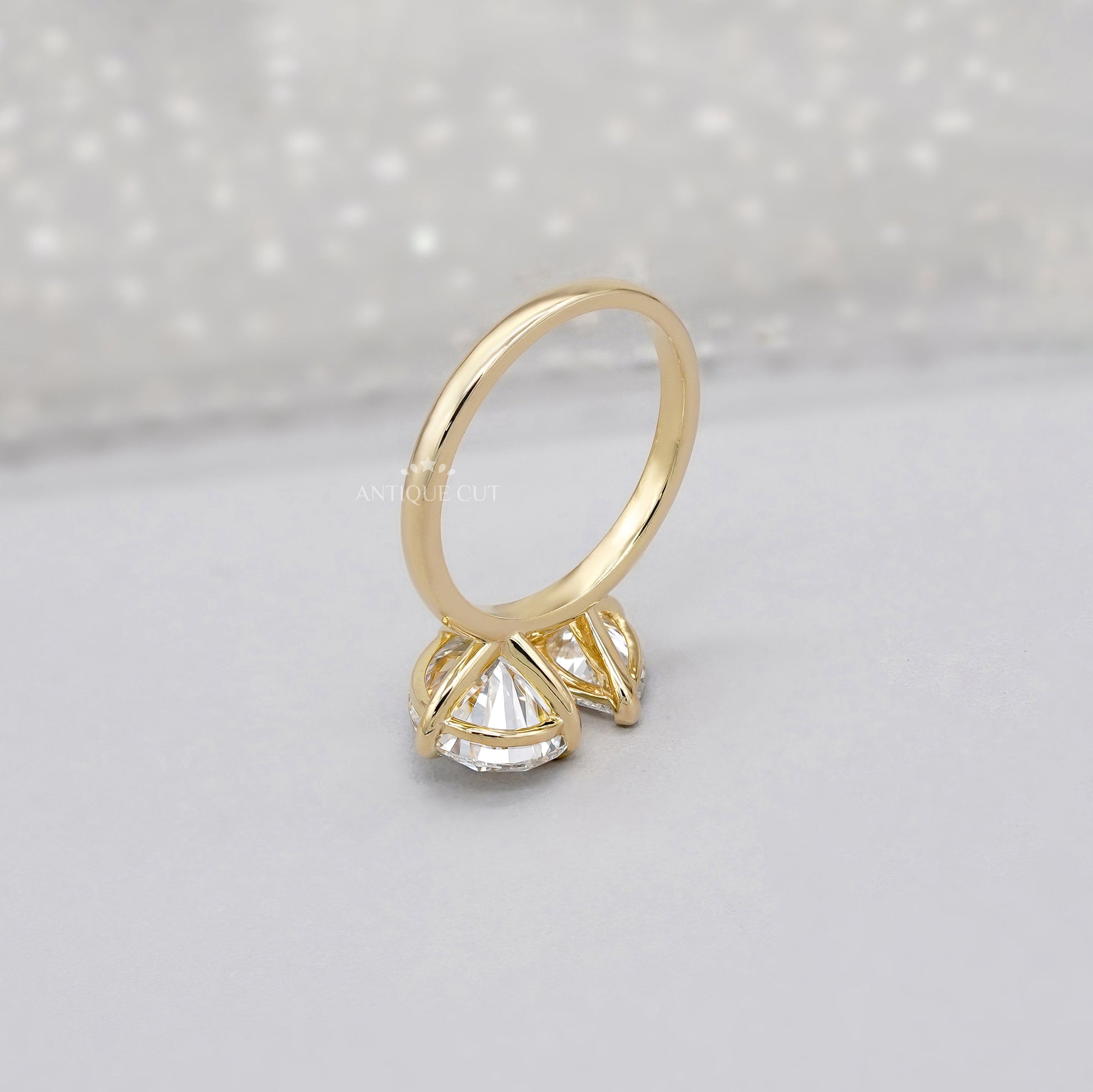 3.10tcw Pear Toi Et Moi Lab Grown Diamond Ring | Two Stone Yellow Gold | IGI Certified