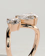 Rose :: close sparkle round and pear lab diamond toi et moi ring rose gold warm tone