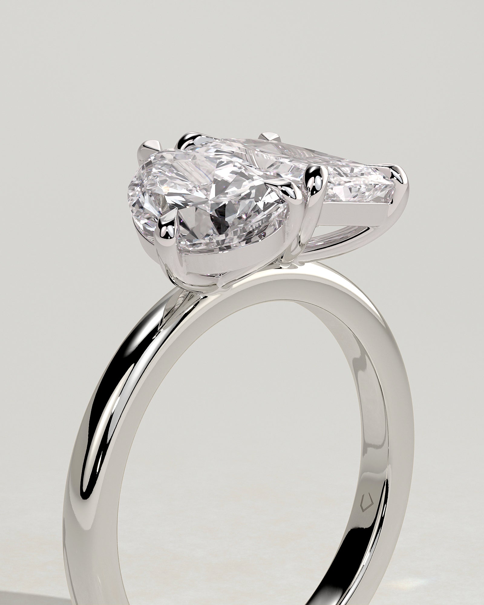 White :: premium 1.5ct pear 1.8ct radiant lab grown diamond toi et moi ring white gold elegant band