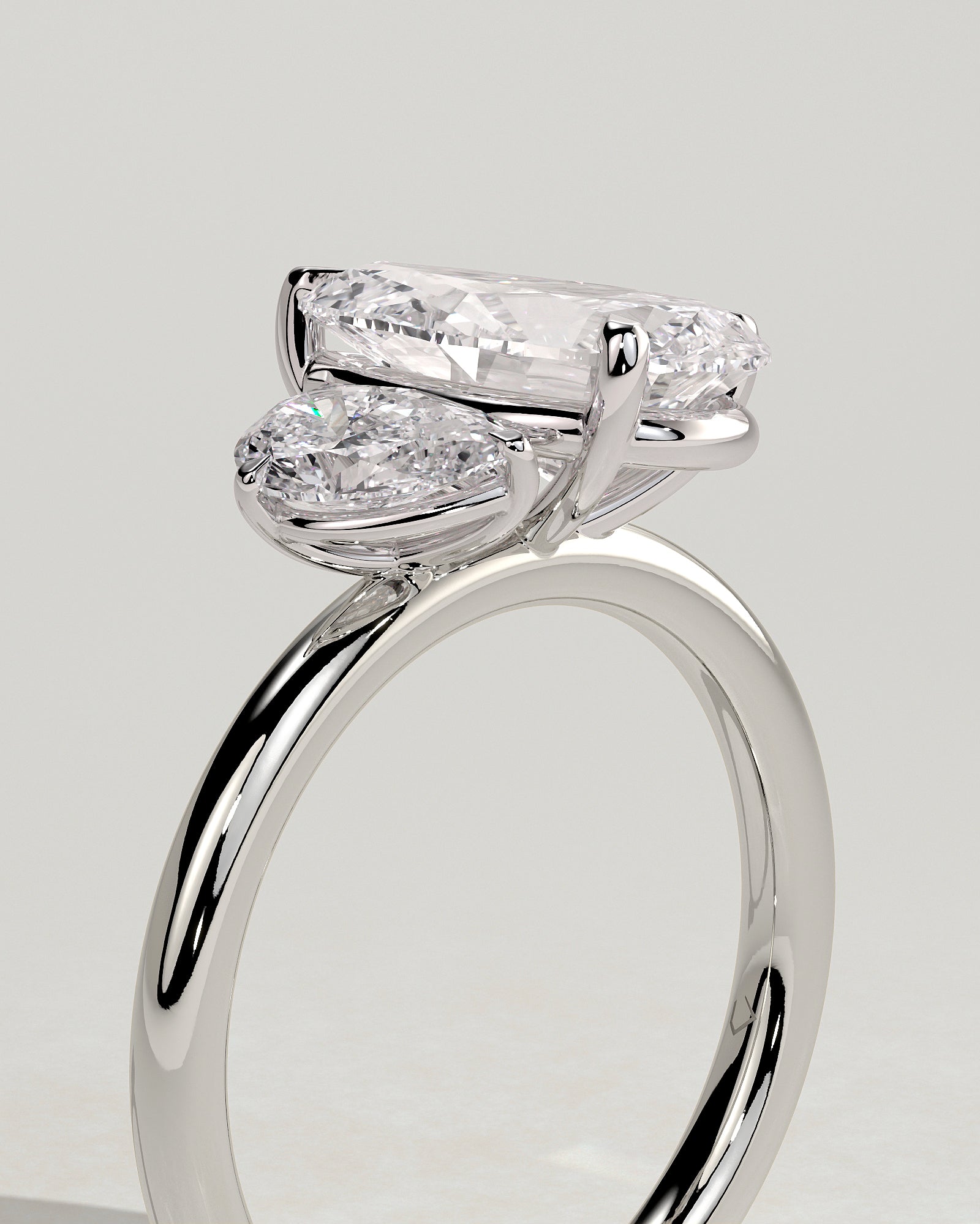 White :: premium 0.5ct pear 1.25ct pear lab grown diamond toi et moi ring white gold elegant band