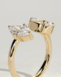 Yellow :: classic marquise and pear lab grown diamond engagement ring yellow gold romantic band