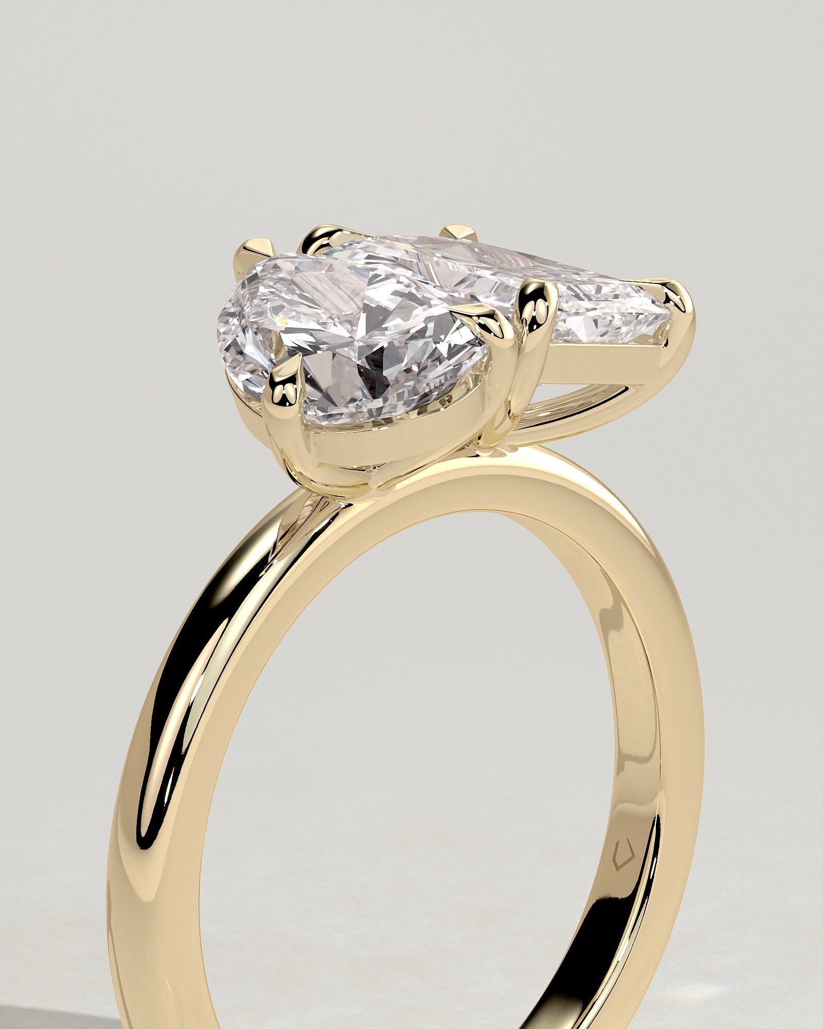 Yellow :: premium 1.5ct pear 1.8ct radiant lab diamond toi et moi ring yellow gold luxury style