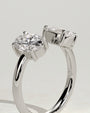 White :: premium oval pear lab grown diamond toi et moi ring white gold elegant band