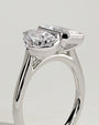 White :: premium 3.3ct pear 3.3ct emerald lab grown diamond bezel toi et moi ring white gold designer band