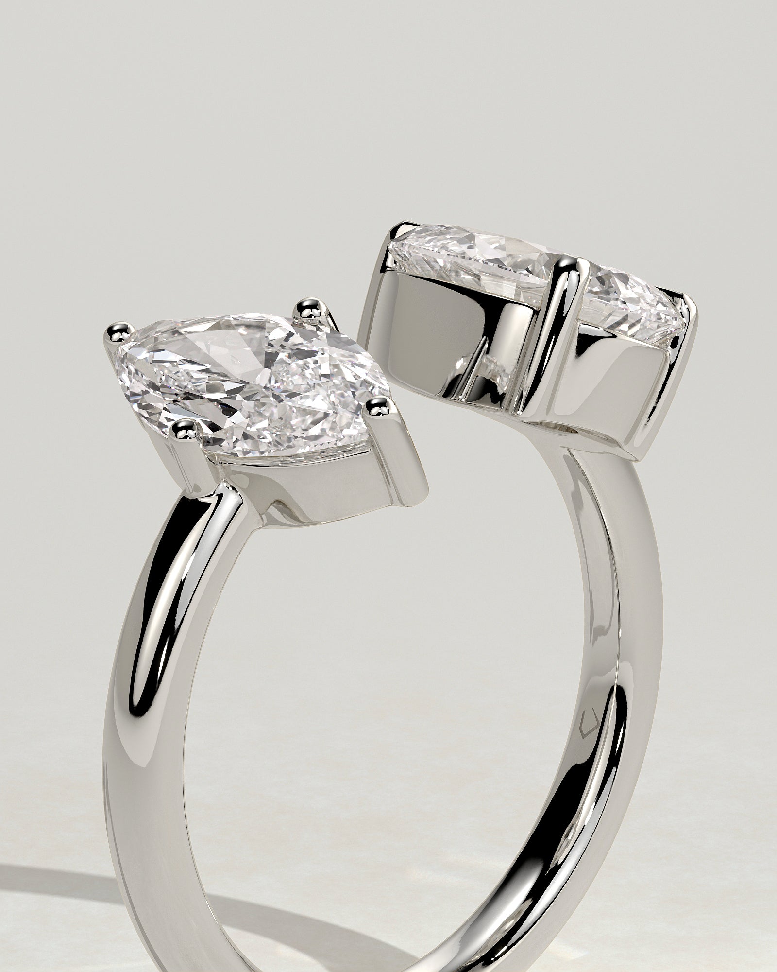 White :: premium 1.15ct marquise 1.65ct pear lab grown diamond toi et moi ring white gold elegant band