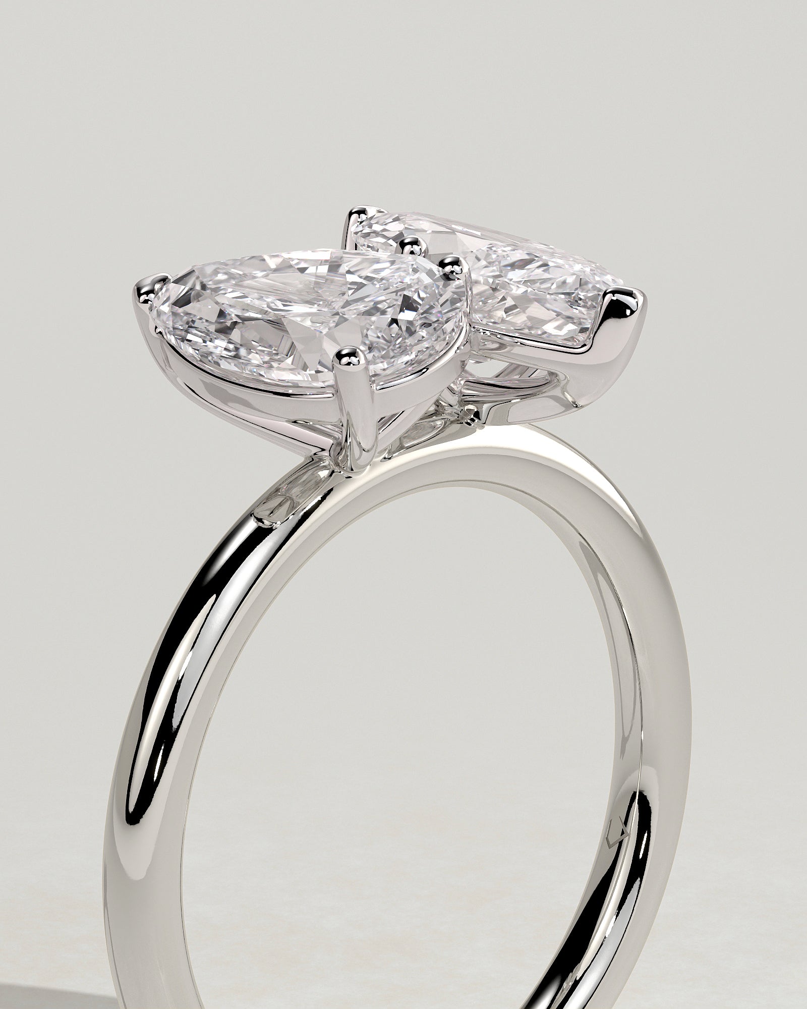 White :: premium 1.8ct pear 1.5ct marquise lab grown diamond toi et moi ring white gold elegant band