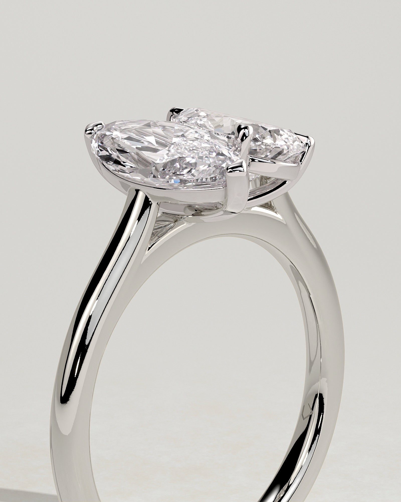 White :: premium 1.8ct pear 1.5ct marquise lab grown diamond toi et moi ring white gold elegant band