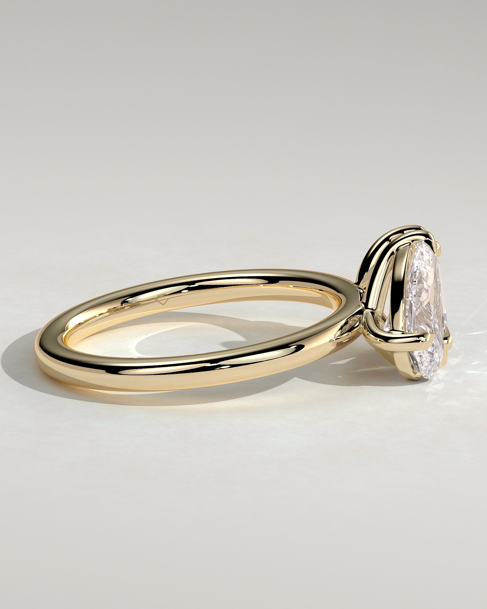 Yellow :: luxury pear emerald lab diamond engagement ring yellow gold sleek look