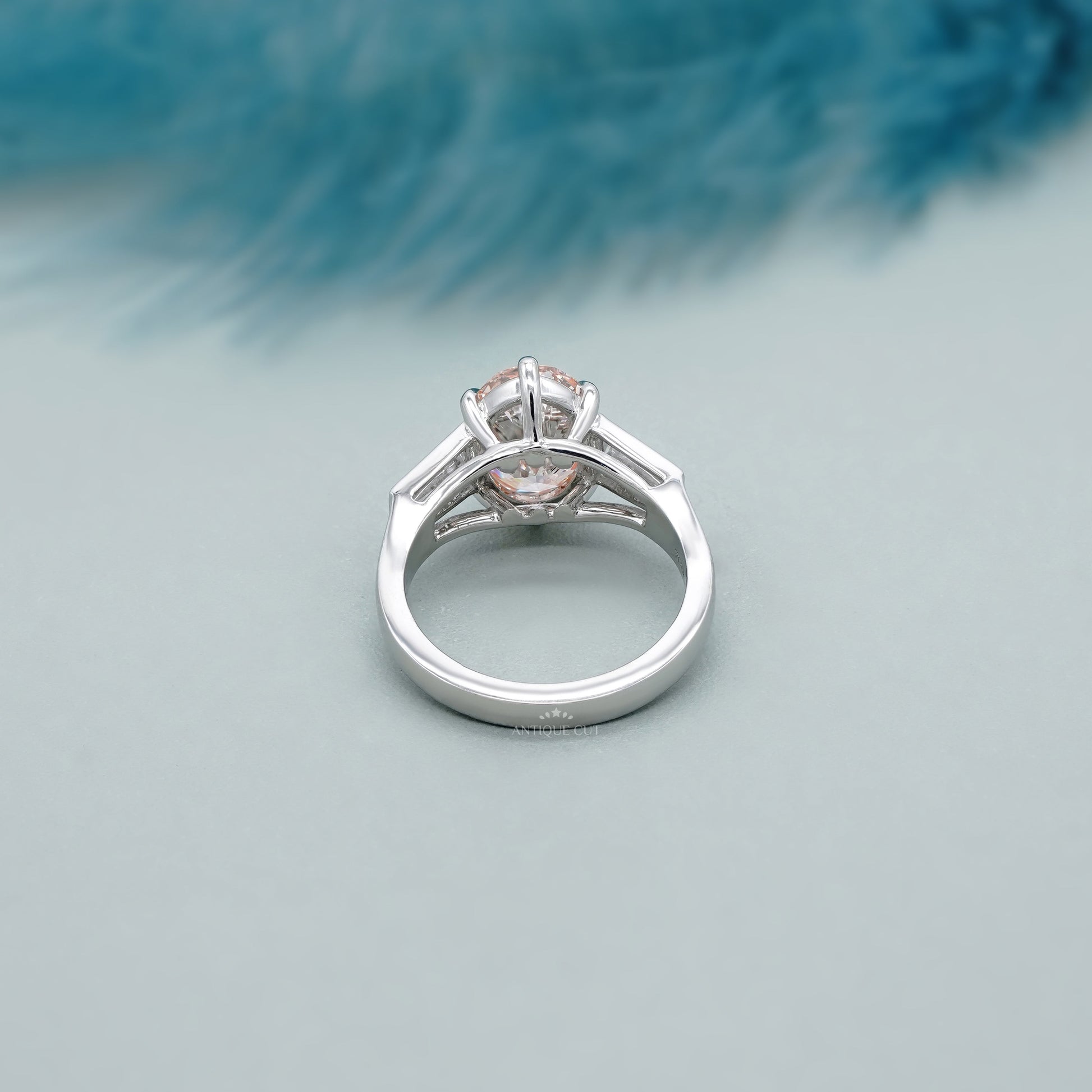 Oval 3.80tcw Fancy Pink Lab Grown Diamond Three Stone Ring | IGI Certified