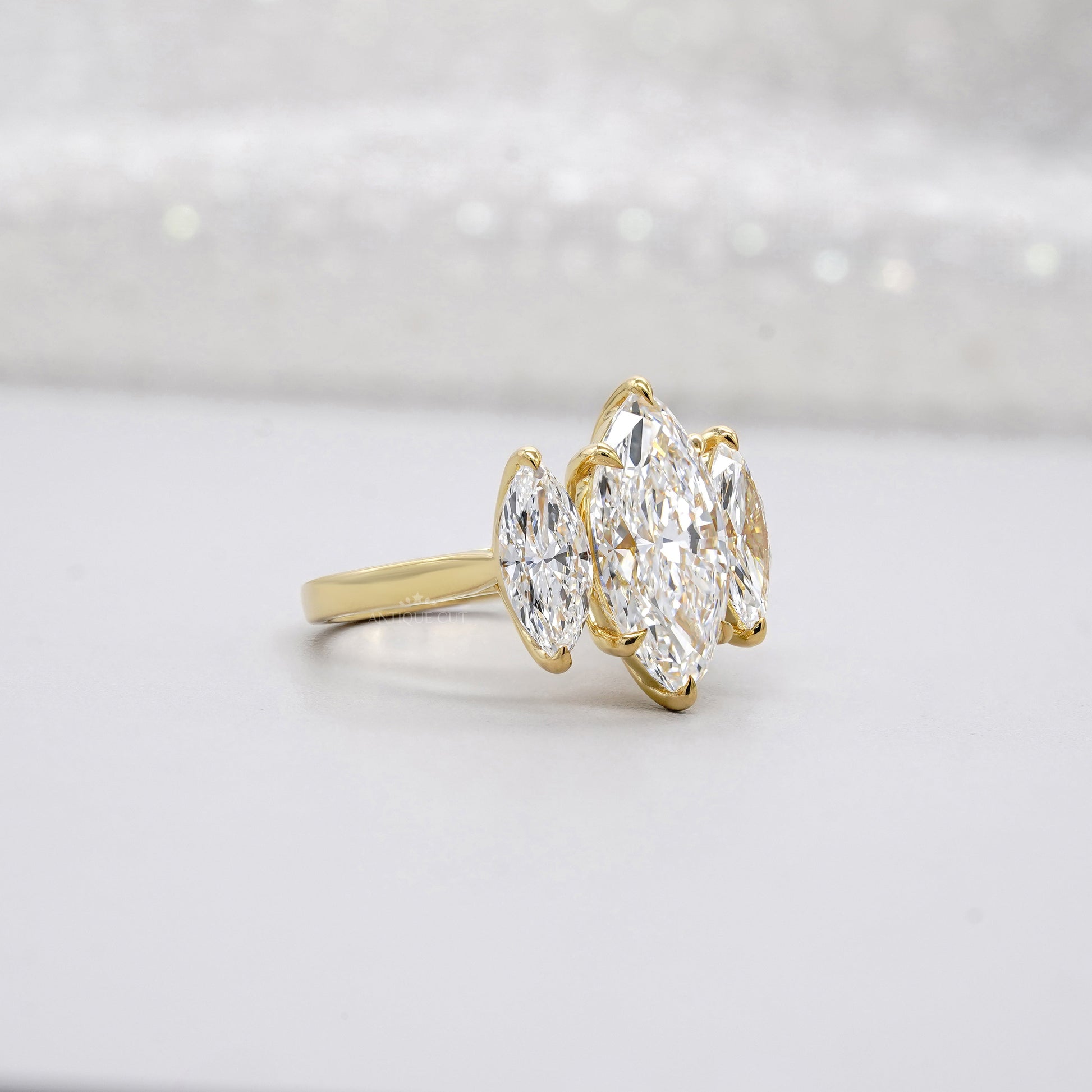 Marquise 5.00tcw Lab Grown Diamond Three-Stone Engagement Ring | IGI Certified