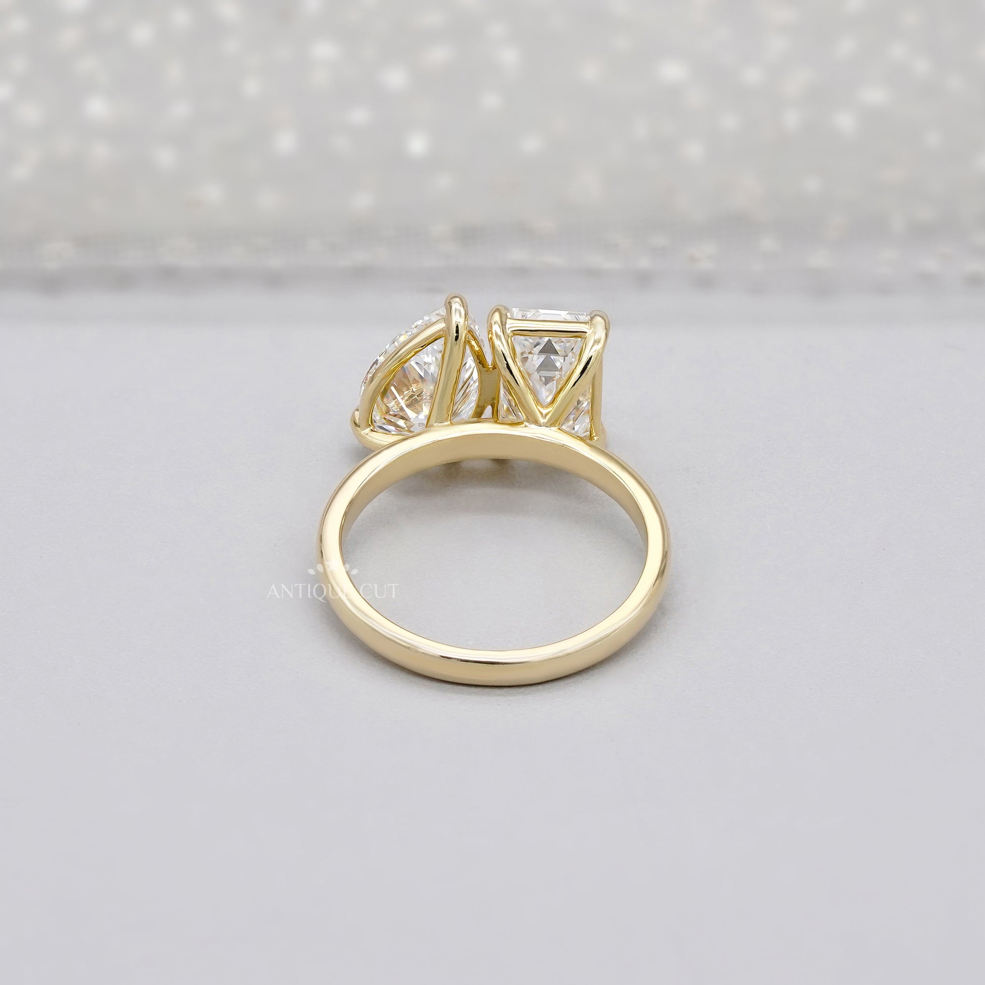 Emerald & Pear 4.00tcw Lab Grown Diamond Toi et Moi Engagement Ring | Yellow Gold | IGI Certified