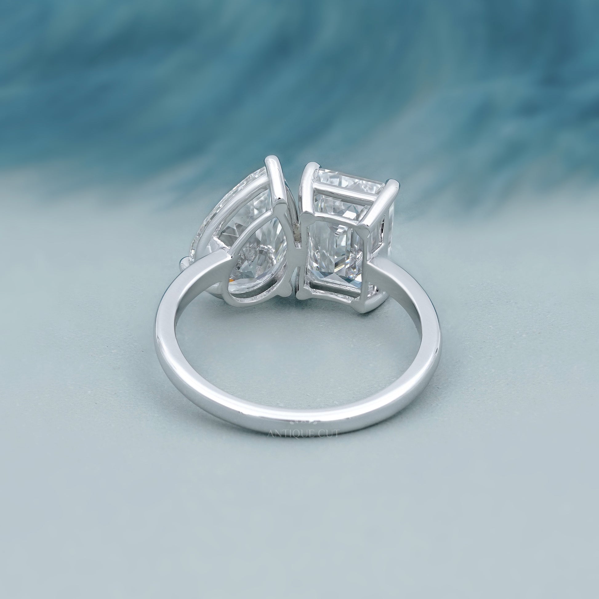 Emerald And Pear 6.00tcw Toi et Moi Lab Grown Diamond Engagement Ring | IGI Certified