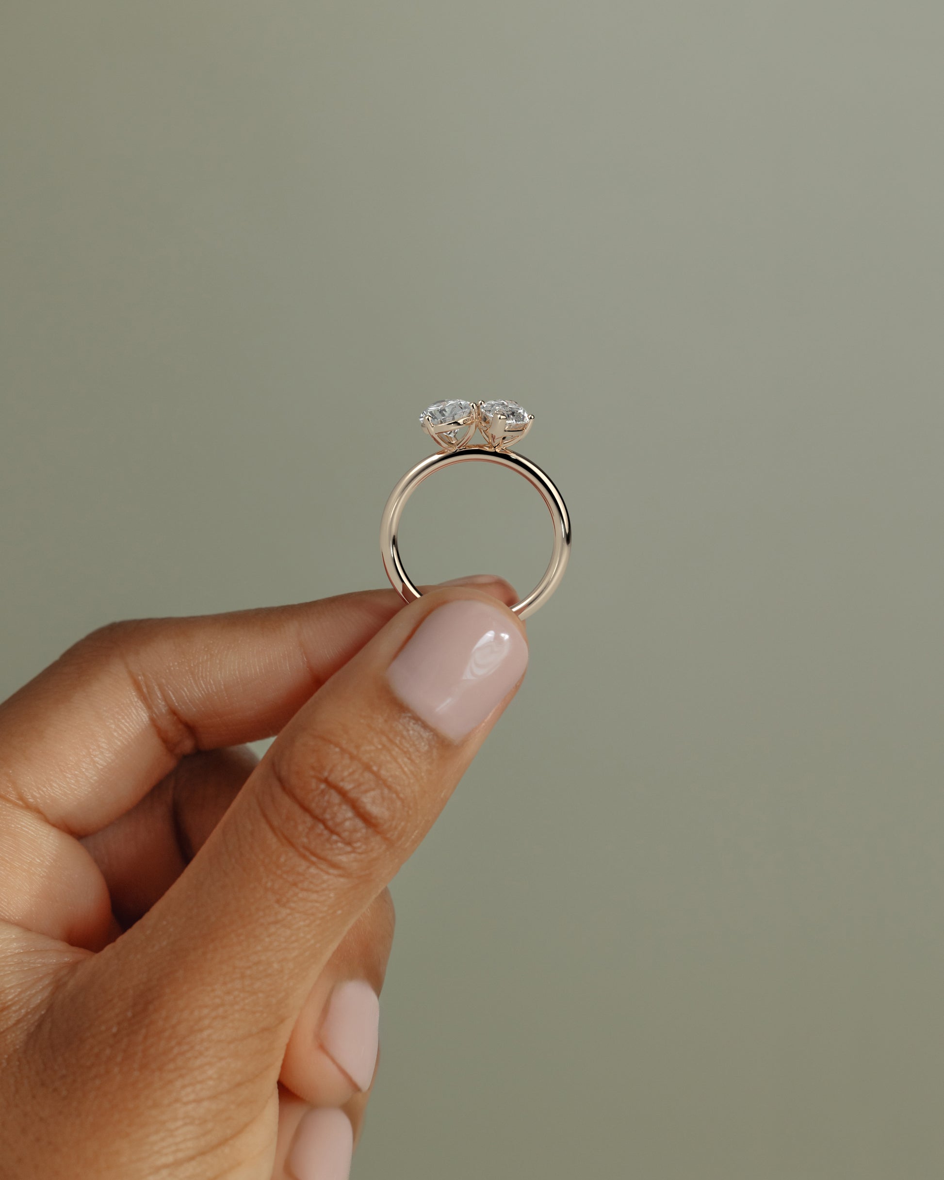 Rose :: modern 1.8ct pear and marquise lab grown diamond toi et moi ring rose gold unique design