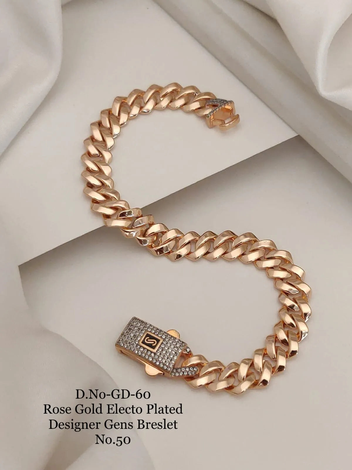 Rose Gold Electo Plated Designer Cuban Bracelet