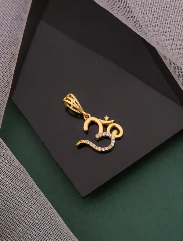 Om in Half Diamond Pendant