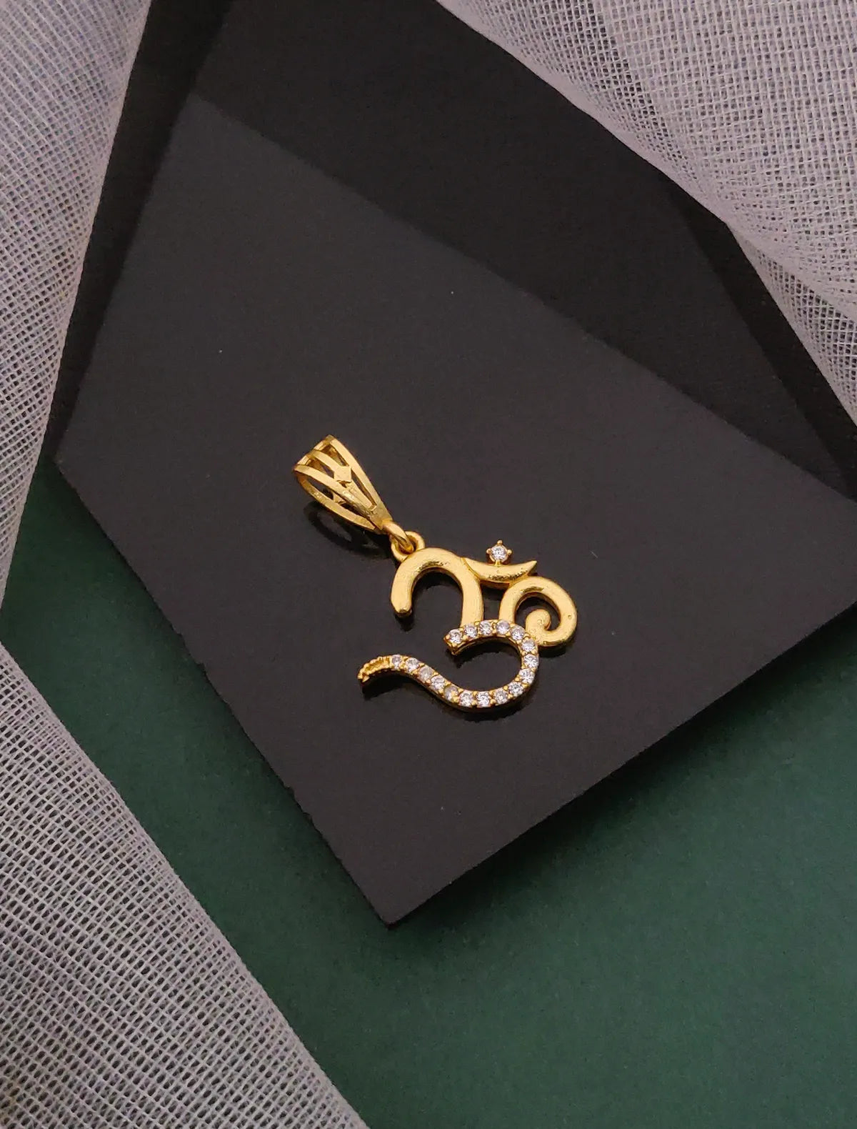 Om in Half Diamond Pendant