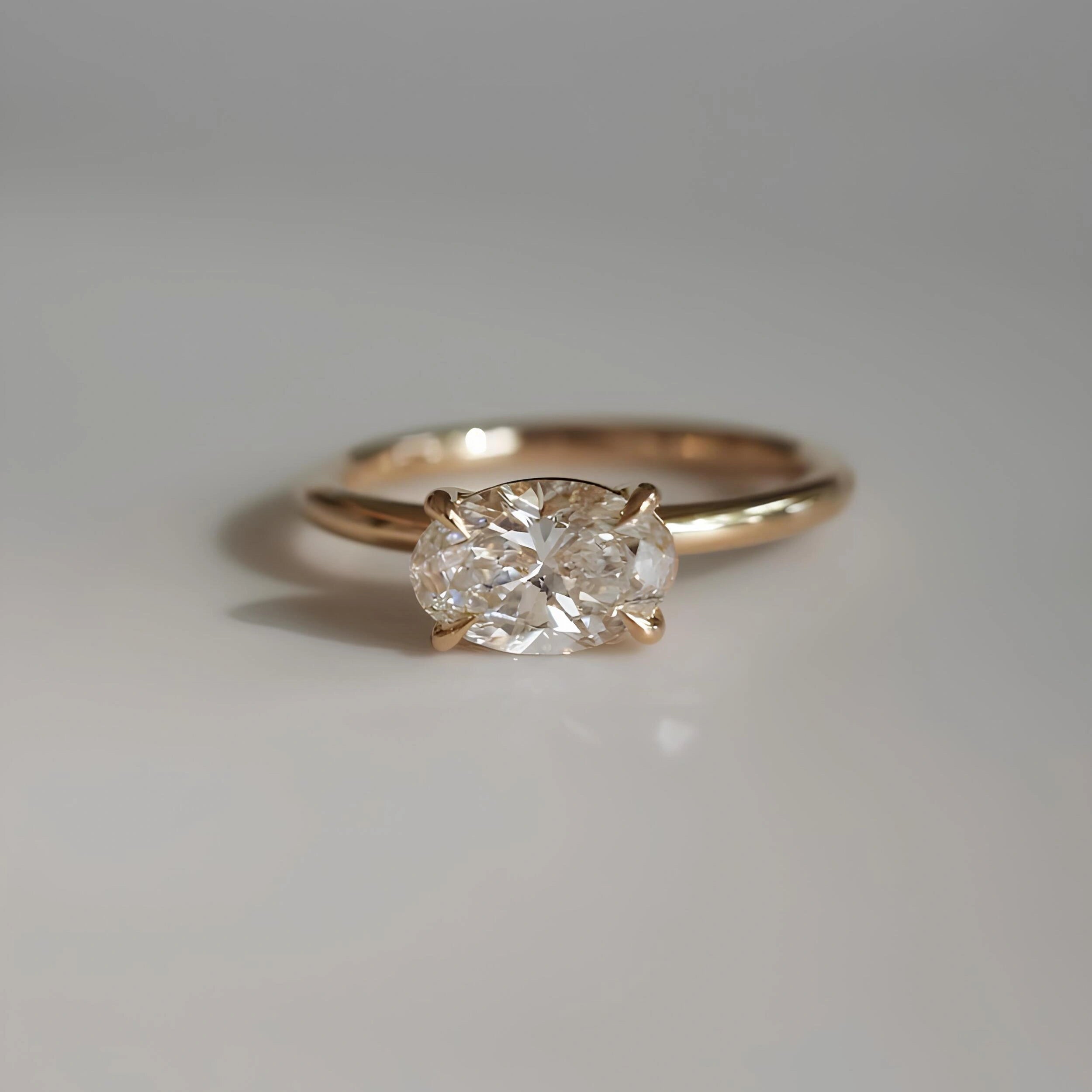 Common :: Unii Jewels 1.01ct East West Oval lab grown diamond engagement ring