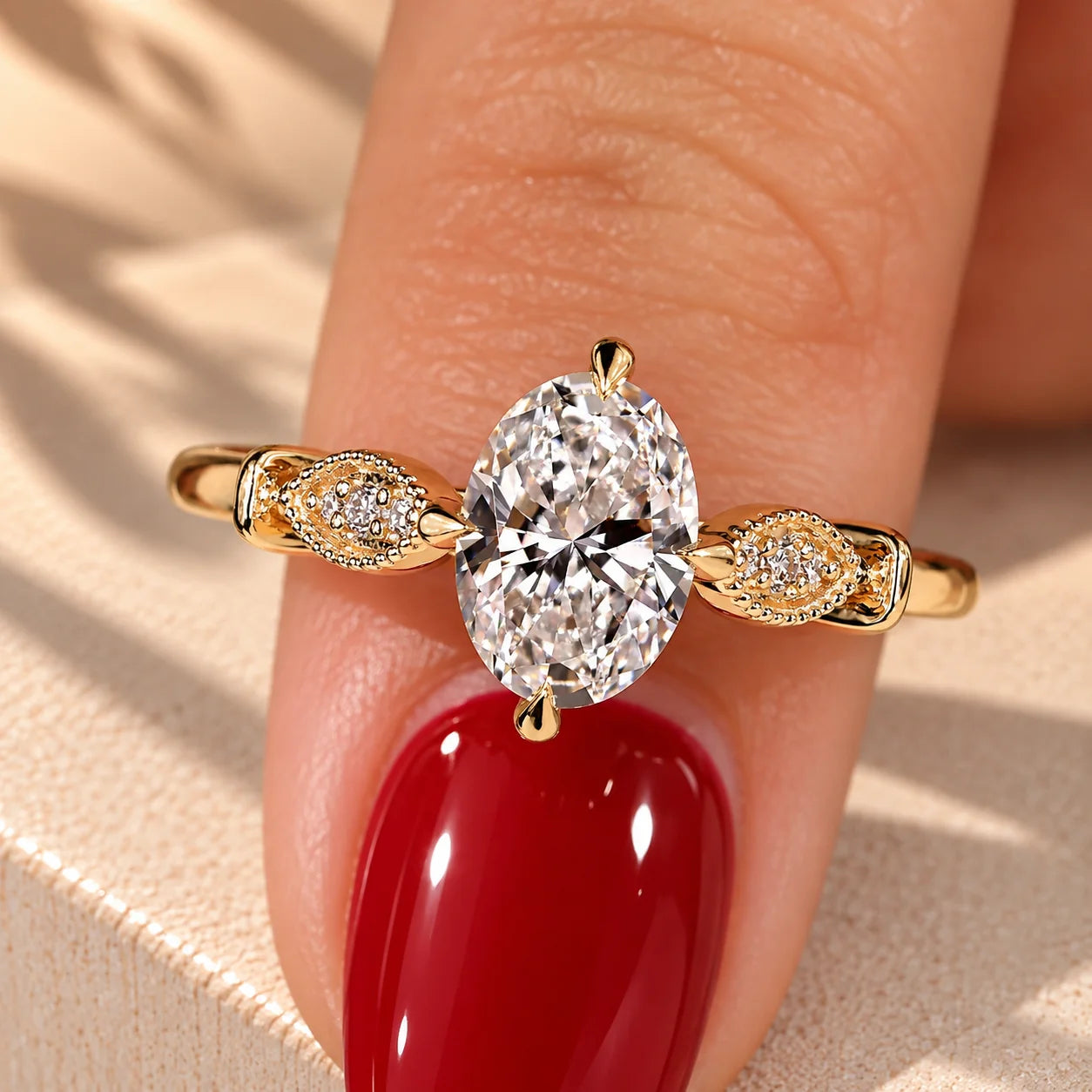 Common :: Unii Jewels 1.10TCW Oval Lab Grown Diamond Vintage Engagement Ring