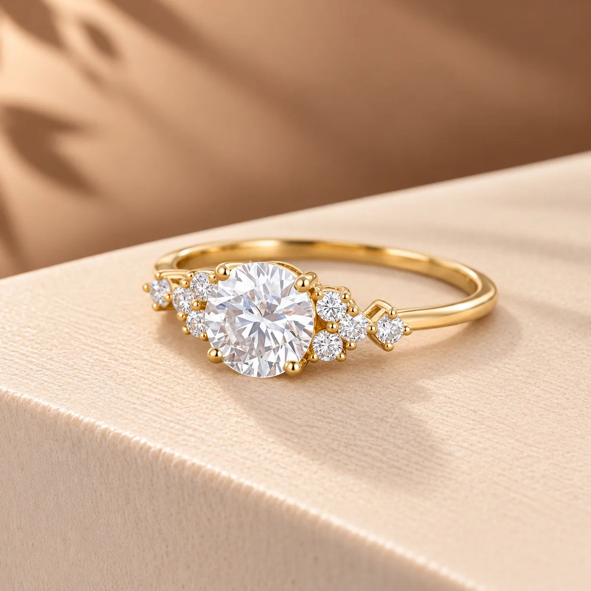Common :: 1.15TCW Nature Inspired Engagement Ring with Round center diamond