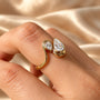 Common :: Two Pear Diamond Half Bezel Toi Et Moi Engagement Ring