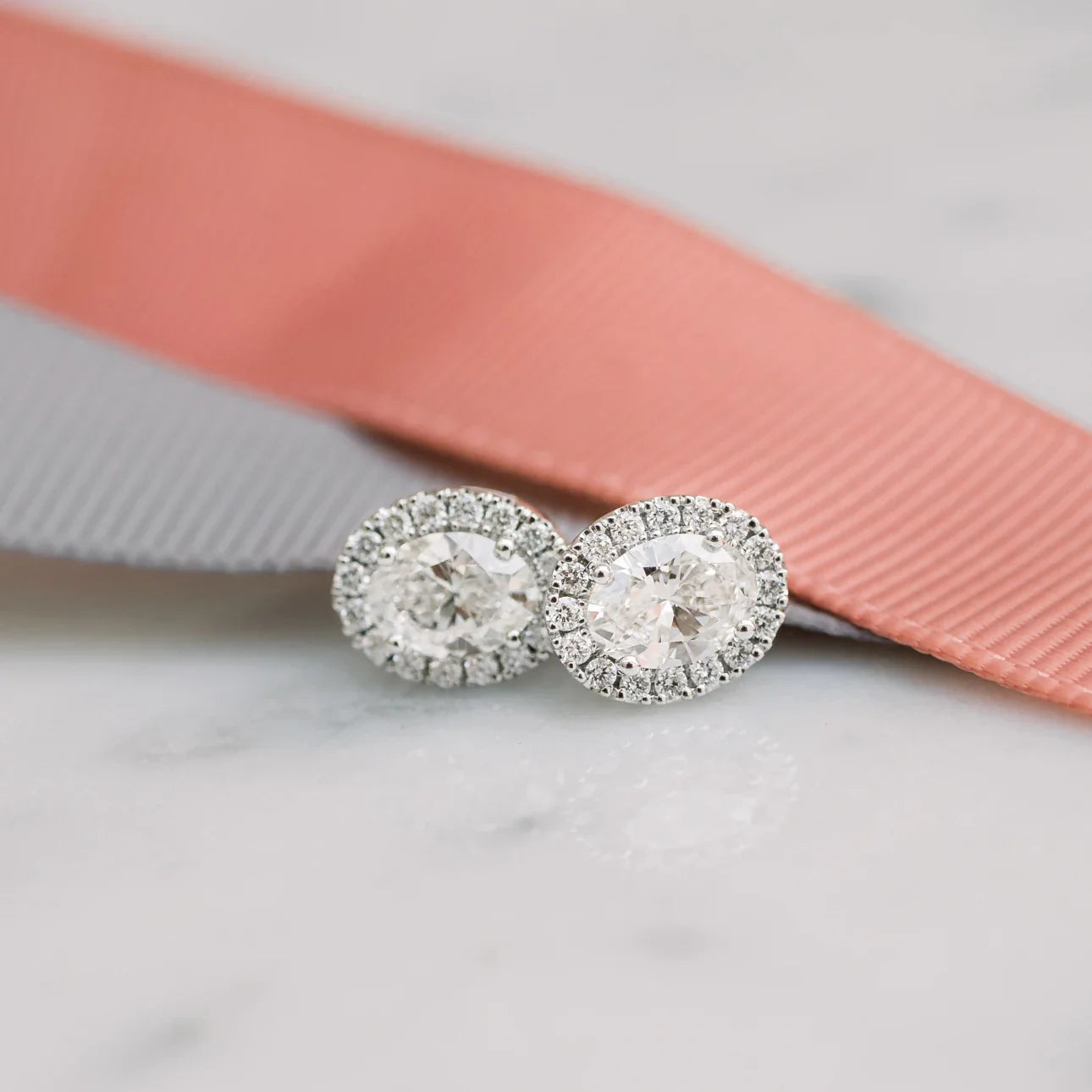 Oval Lab Grown Heavenly Halo Earring Jackets, EF Color, VS Clarity, IGI Certified