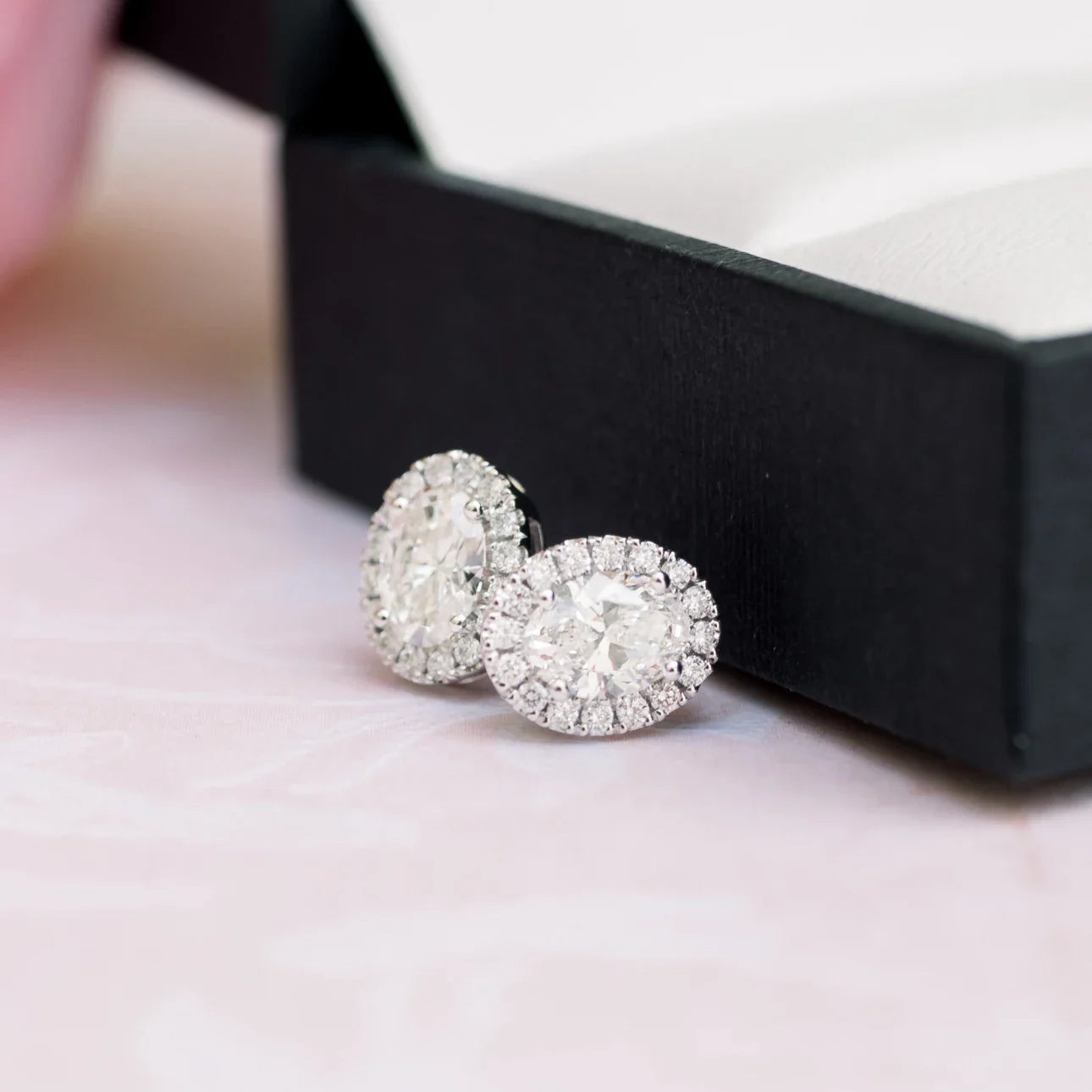 Oval Lab Grown Heavenly Halo Earring Jackets, EF Color, VS Clarity, IGI Certified