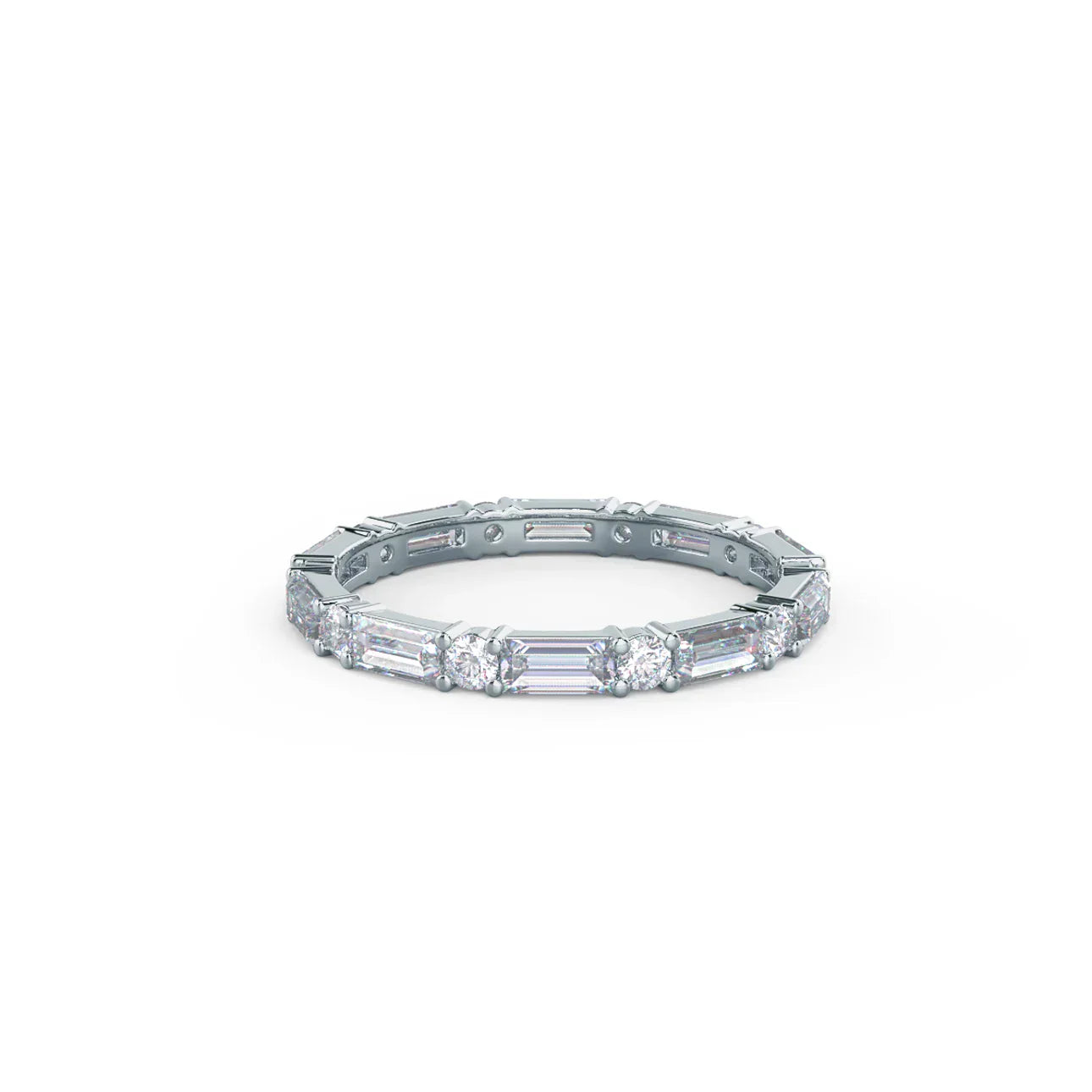 Baguette And Round Lab Grown Diamond Eternity Band, EF Color, VS Clarity, IGI Certified