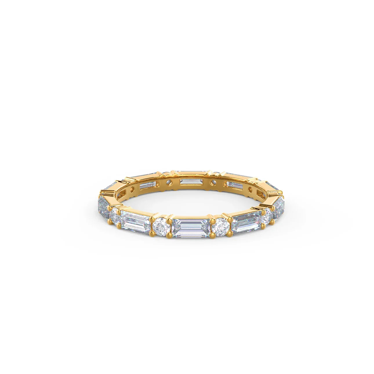 Baguette And Round Lab Grown Diamond Eternity Band, EF Color, VS Clarity, IGI Certified