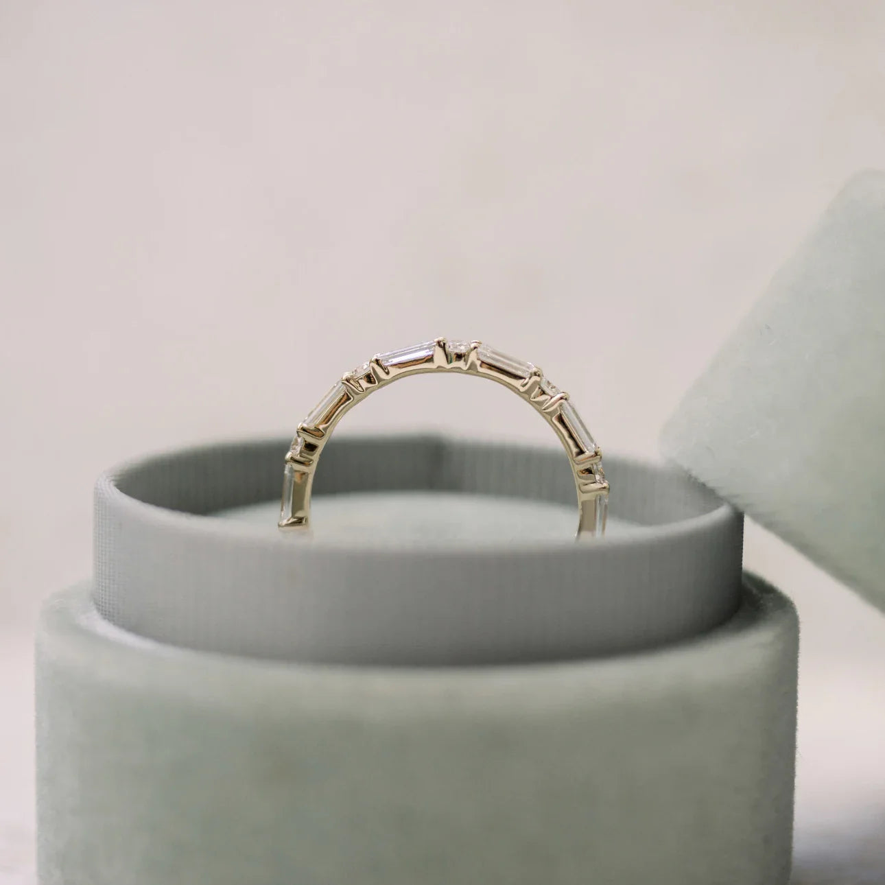 Baguette And Round Lab Grown Diamond Eternity Band, EF Color, VS Clarity, IGI Certified