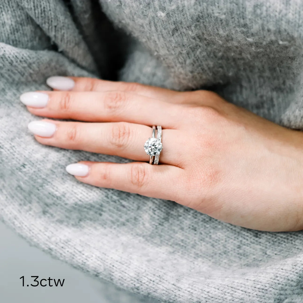 Baguette And Round Lab Grown Diamond Eternity Band, EF Color, VS Clarity, IGI Certified