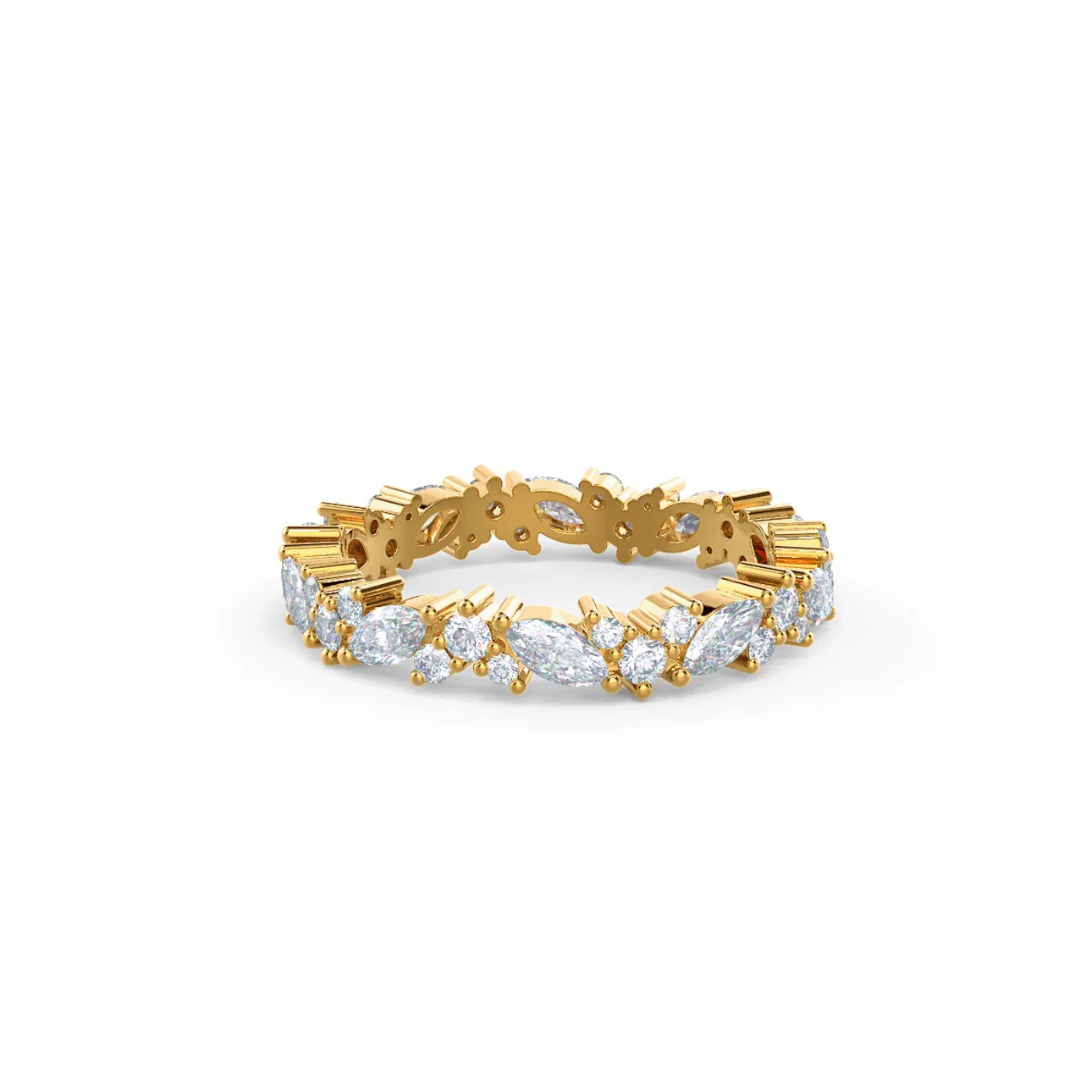 Marquise And Round Lab Grown Diamond Jessica Eternity Band , EF Color , VS Clarity , IGI Certificate