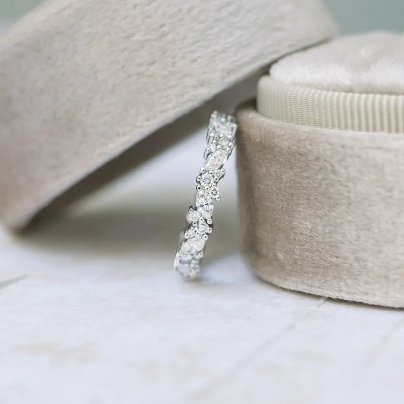 Marquise And Round Lab Grown Diamond Jessica Eternity Band , EF Color , VS Clarity , IGI Certificate