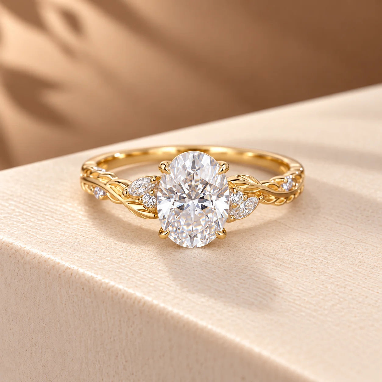 Common :: 1.35TCW Oval Lab Grown Diamond Nature Inspired Engagement Ring