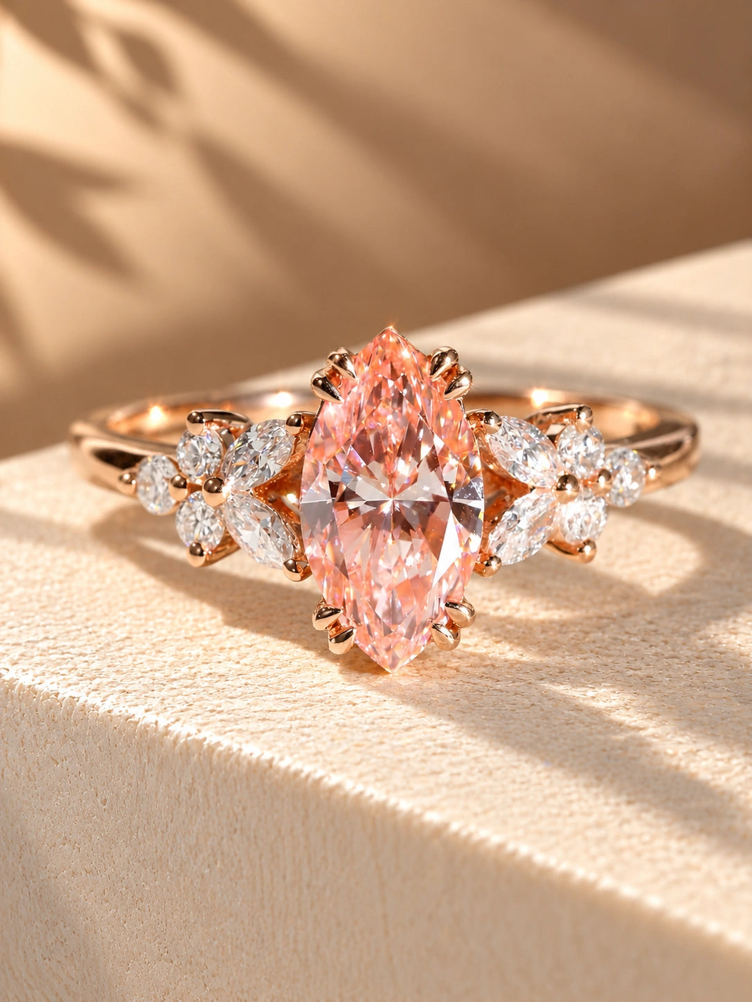 Common :: Unii Jewels 1.40TCW Fancy Vivid Pink Marquise lab grown diamond ring