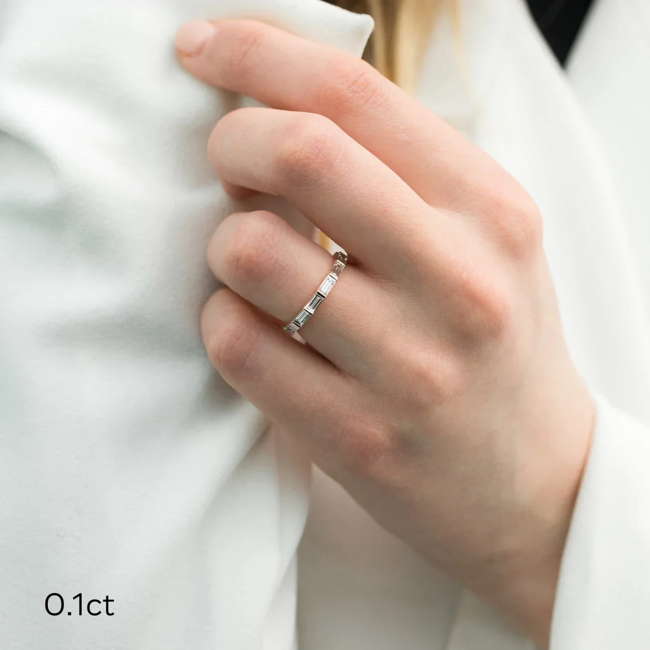 Baguette East-West Lab Grown Diamond Eternity Band, EF Color, VS Clarity, IGI certified