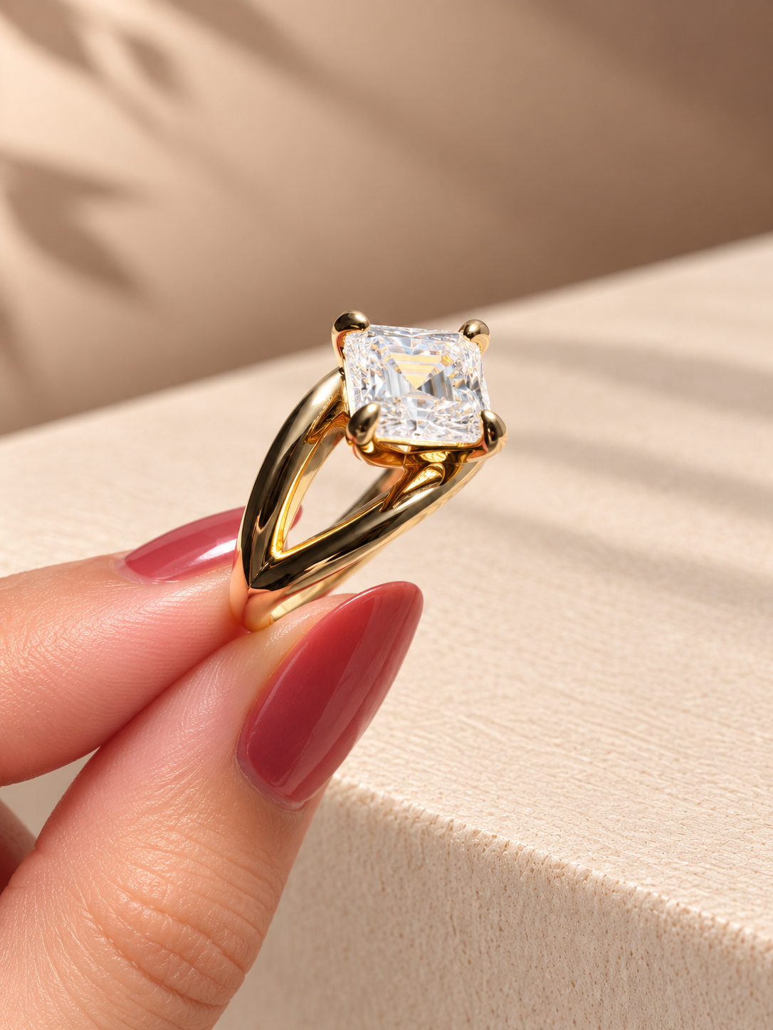 Common :: 1.50ct Princess Cut lab grown diamond ring with refined 2mm band