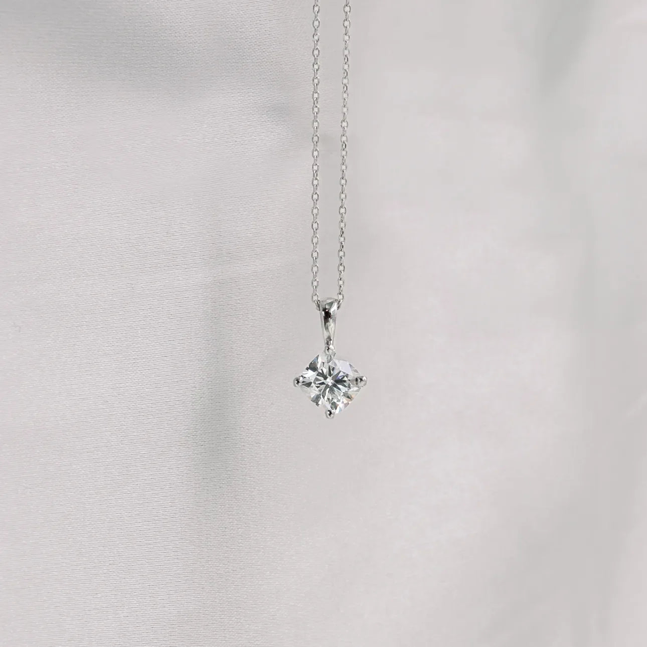 Cushion Lab Grown Diamond Classic Pendant With Chain, EF Color, VS Clarity, IGI Certified