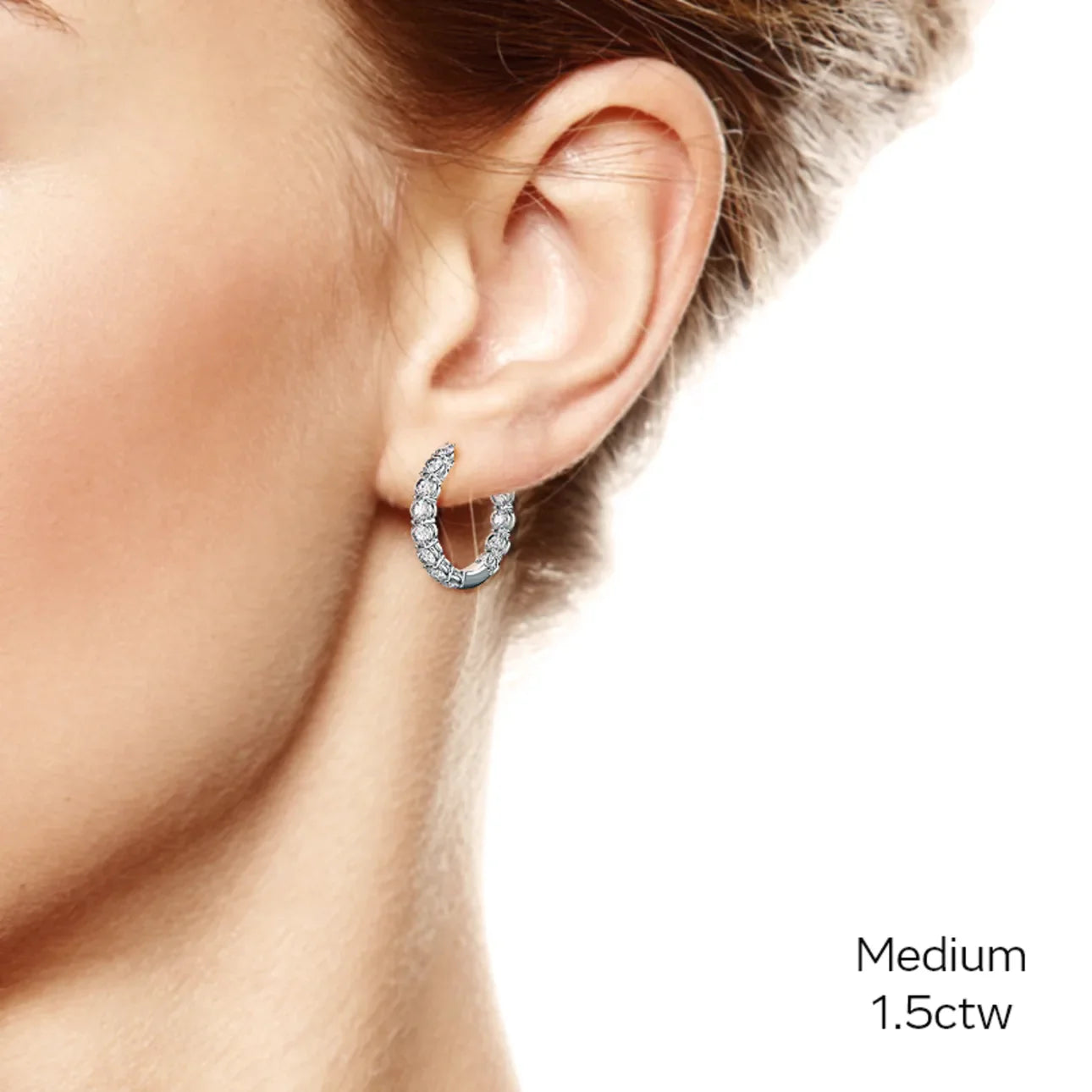 Round Lab Grown Diamond Prong - Set Huggie Hoop Earrings, EF Color, VS Clarity, IGI Certified