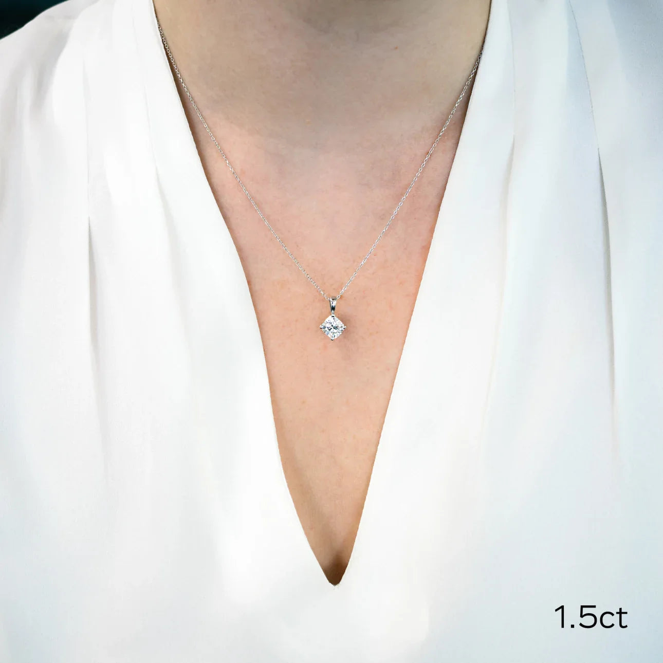 Cushion Lab Grown Diamond Classic Pendant With Chain, EF Color, VS Clarity, IGI Certified